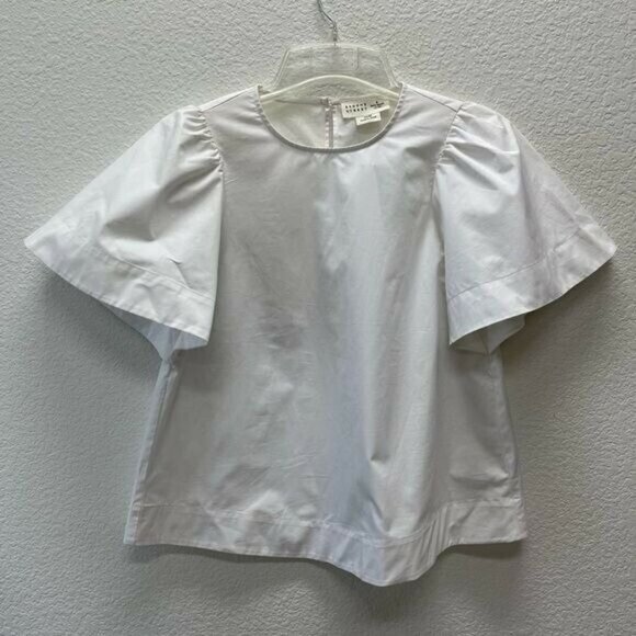 Kate Spade Broome Street Womens XS Blouse Shirt Top Flare White Crisp Cotton - Picture 2 of 5